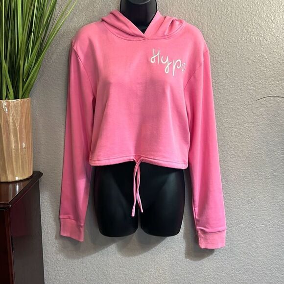 #303 Hypo fitness, Barbie pink, long sleeve cropped hoodie, size XL juniors - Picture 1 of 10